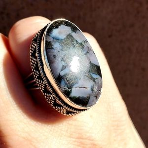New Indigo Gabbro (Mystic Merlinite) Silver Ring.